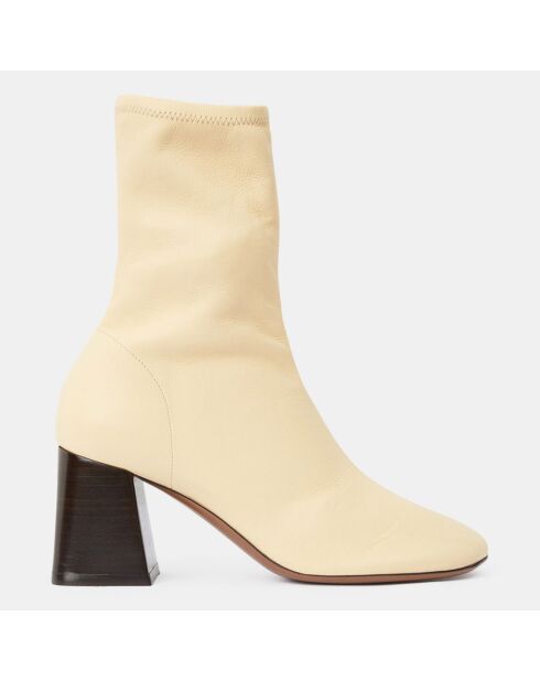 Bottines en Cuir Lepus jaune pâle - Talon 7 cm