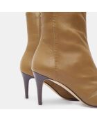 Bottines en Cuir Reena beige foncé - Talon 7.5 cm