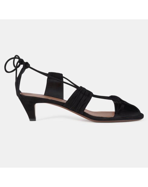 Sandales en Velours de Cuir Gloria noires - Talon 5 cm