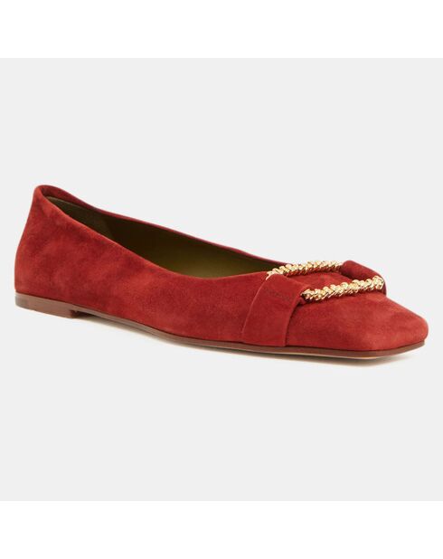 Ballerines en Velours de Cuir Erminia rouges