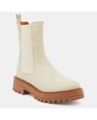 Chelsea boots en Cuir beiges - Talon 4 cm