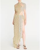 Robe longue extensible Ruched Cut Out écrue