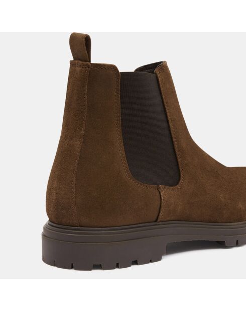 Chelsea boots semelle crantée marron taupe