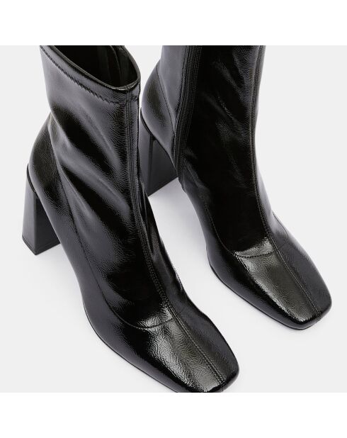 Bottines talon vernis noires - Talon 9 cm