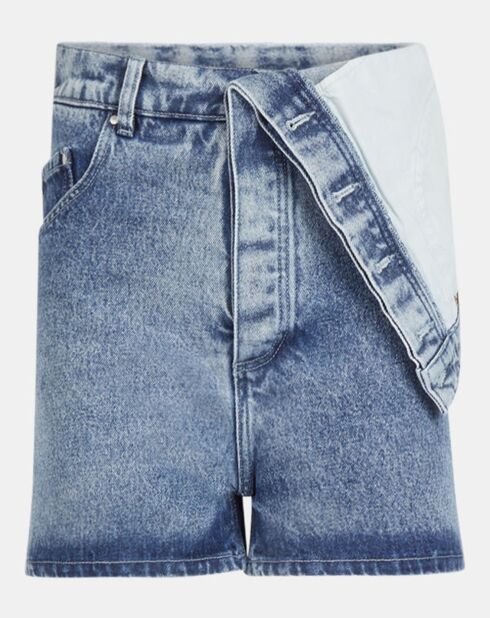 Short en jean asymétrique Classic bleu délavé