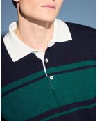 Sweat polo en Maille mélangée Dolonit rayé bleu/vert