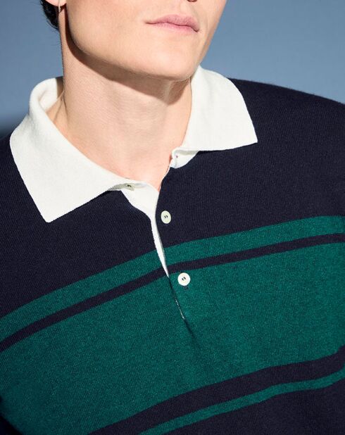 Sweat polo en Maille mélangée Dolonit rayé bleu/vert