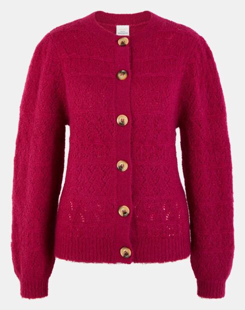 Roze vest van een mix van mohair en wol van Jules