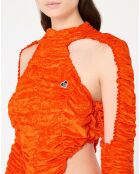 Robe en Velours extensible Ruched Cut Out orange