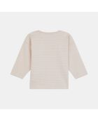 T-Shirt Marinière en coton bio Obea écru/rose