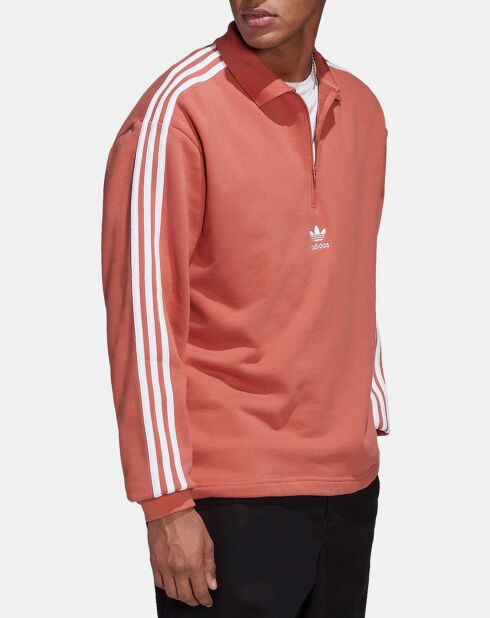Polo droit zippé brique