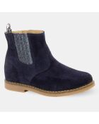 Bottines en Velours de cuir Trip Jodzip bleu marine