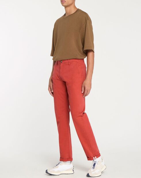 Pantalon chino en Coton bio droit Kutdroit rouge foncé