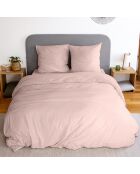 Parure housse de couette en microfibre lavée rose poudré