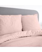 Parure housse de couette en microfibre lavée rose poudré