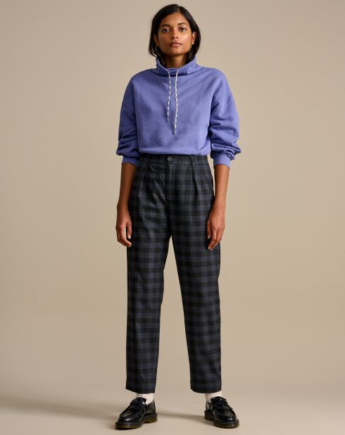 Pantalon Villa à carreaux gris foncé