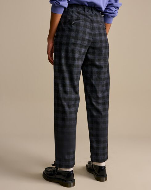 Pantalon Villa à carreaux gris foncé