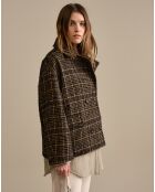 Veste oversize en Laine mélangée Vienne à carreaux noir/beige/jaune