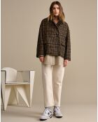 Veste oversize en Laine mélangée Vienne à carreaux noir/beige/jaune