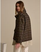 Veste oversize en Laine mélangée Vienne à carreaux noir/beige/jaune