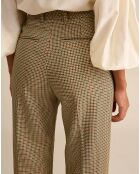 Pantalon Vertige pied-de-poule beige