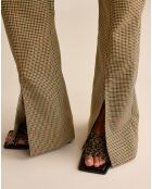 Pantalon Vertige pied-de-poule beige