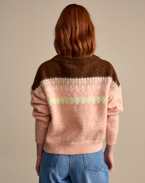 Pull oversize en Laine, Mohair & Angora mélangés Dama rose