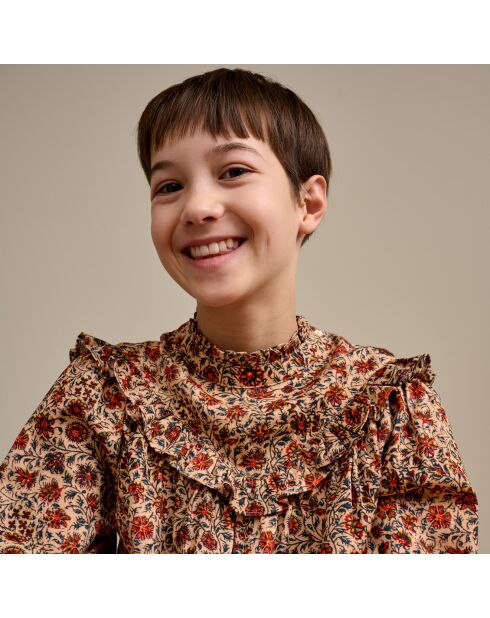 Blouse en Coton & Laine Hicons à fleurs beige/orange