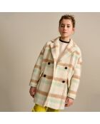 Manteau en Laine & Alpaga mélangés Sybil à carreaux écru/multicolore