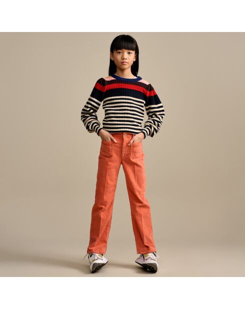 Pepy koraalkleurige corduroy broek