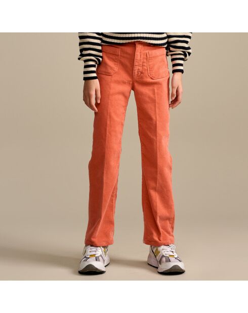 Pepy koraalkleurige corduroy broek