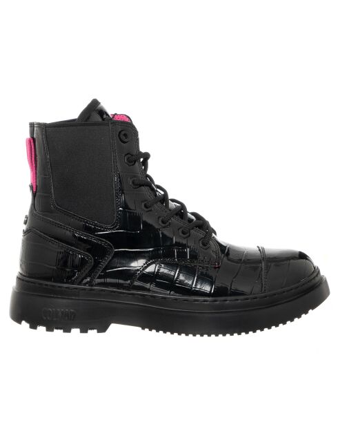 Boots en Cuir Connor Cocco noir/fuchsia