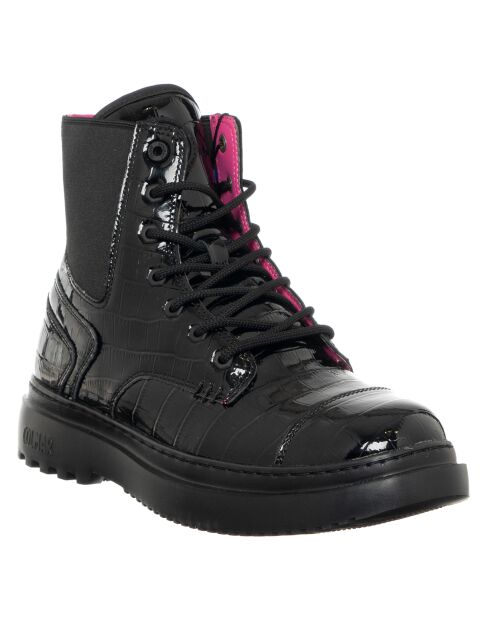 Boots en Cuir Connor Cocco noir/fuchsia