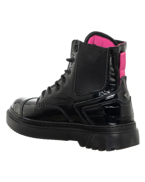 Boots en Cuir Connor Cocco noir/fuchsia