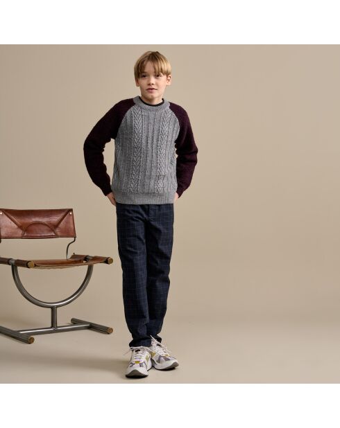 Pull en Laine mélangée Aece gris/prune