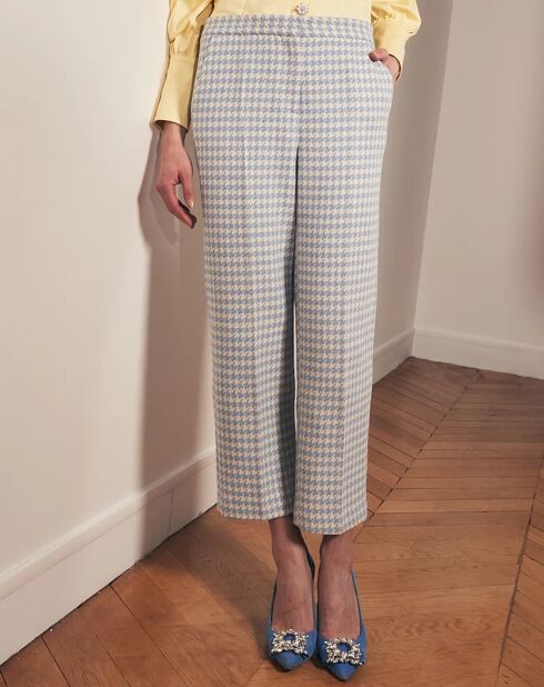 Fleming houndstooth blauwe broek