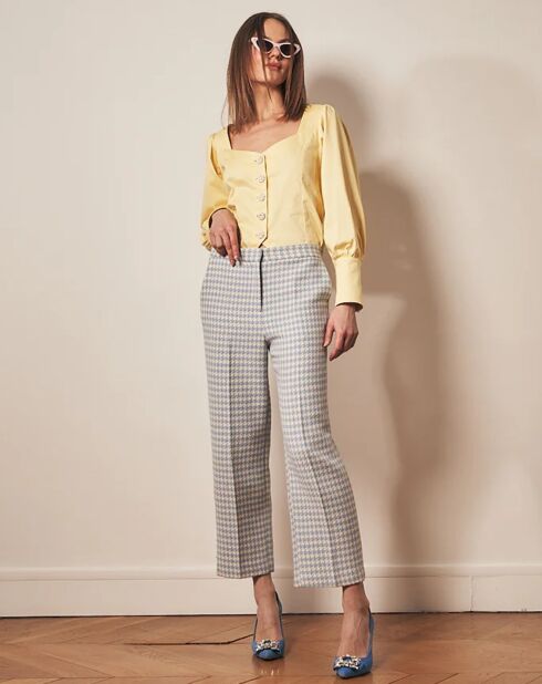 Fleming houndstooth blauwe broek