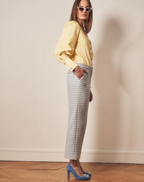 Fleming houndstooth blauwe broek