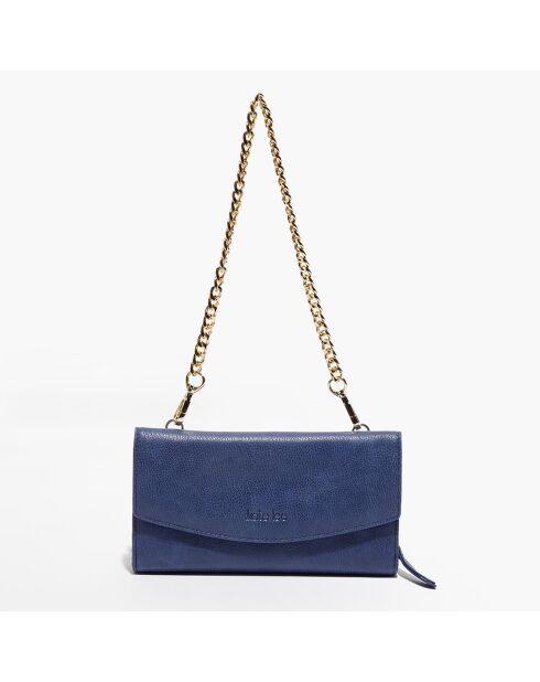 Pochette en Cuir Liyane bleue - 20x12x4 cm