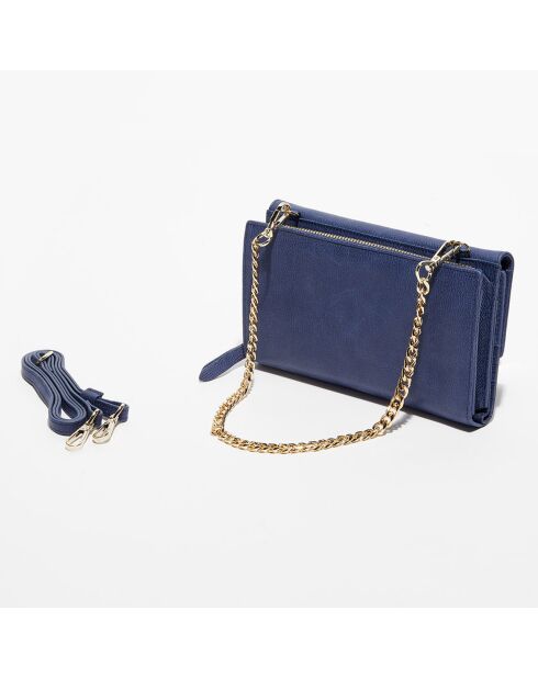 Pochette en Cuir Perryne bleue - 20x12x4.5 cm