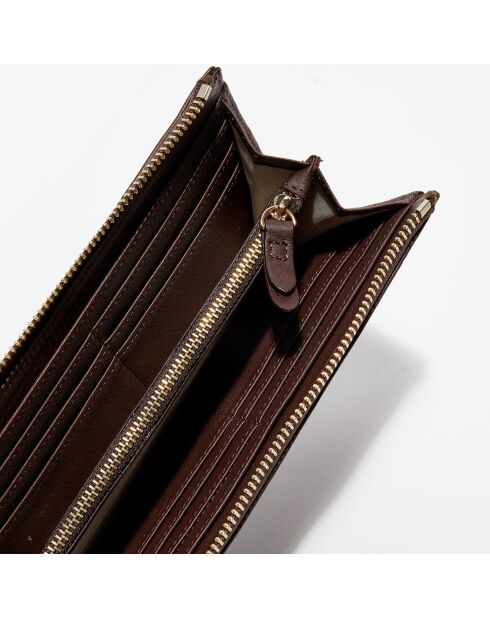 Portefeuille en Cuir Belisa marron - 20x10x2.5 cm