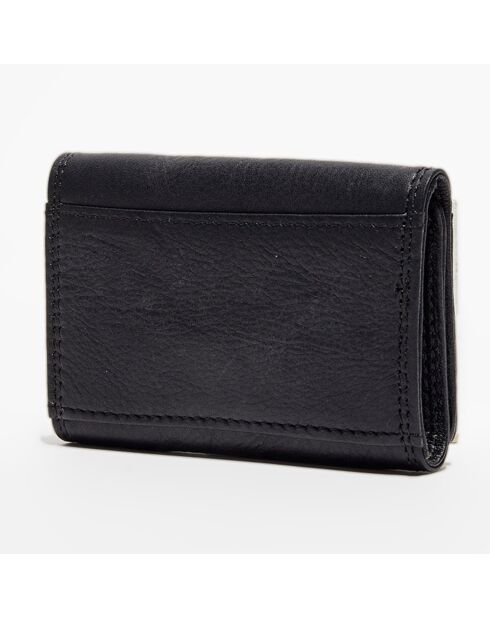 Porte-monnaie en Cuir Yina noir - 7x10x2 cm