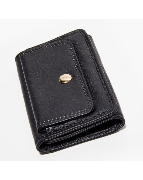 Porte-monnaie en Cuir Yina noir - 7x10x2 cm