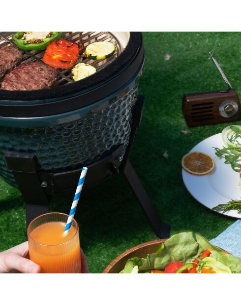 Barbecue Japonais Kamado 13'' bleu/noir - 47.5x33x60 cm