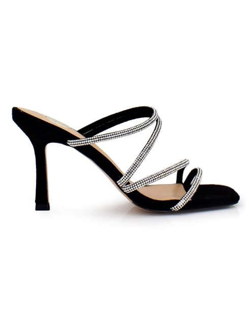 Mules en Cuir Marley noir/argenté - Talon 6 cm
