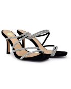 Mules en Cuir Marley noir/argenté - Talon 6 cm