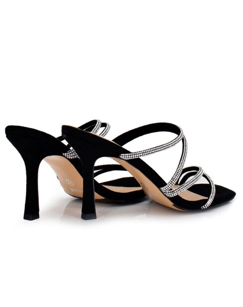 Mules en Cuir Marley noir/argenté - Talon 6 cm