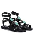 Sandales Fedora noir/turquoise