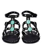 Sandales Fedora noir/turquoise