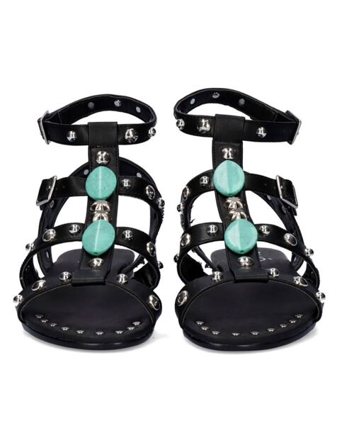 Sandales Fedora noir/turquoise